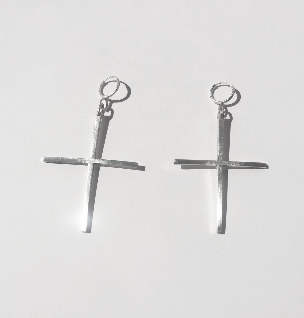 Cross drop earrings